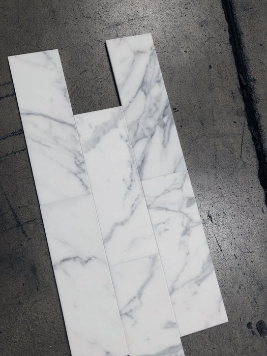 Italian Statuary White Marble Tile - 4" x 12" x 3/8"
