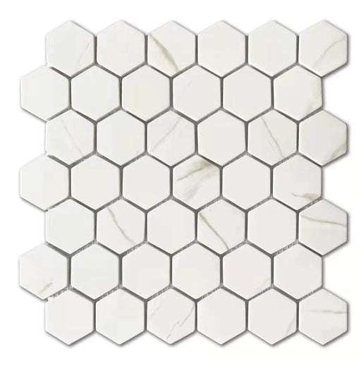 Ivory Summit  Recycled Glass Mosaic - Hexagon