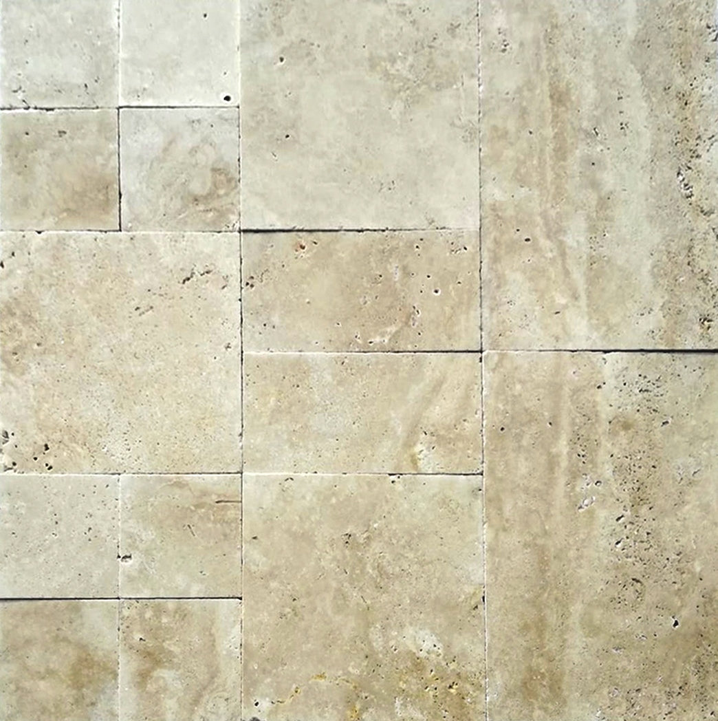 Ivory Tumbled Travertine Versailles Pattern — Stone \u0026 Tile Shoppe, Inc., image size:1044x1048