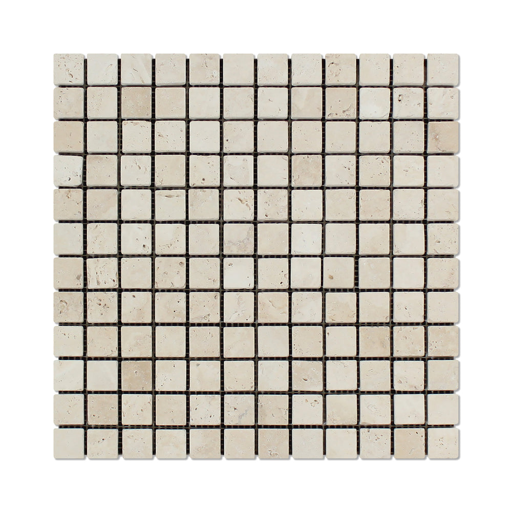 Ivory Travertine Mosaic - 1" x 1" Tumbled