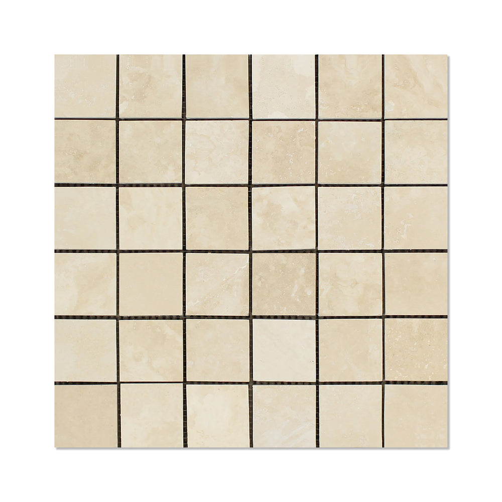 Ivory Travertine Mosaic - 2" x 2" Honed