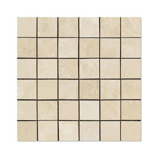 Ivory Travertine Mosaic - 2" x 2" Honed