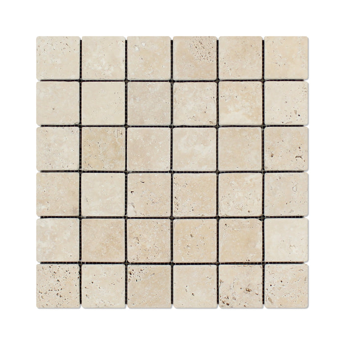 Ivory Travertine Mosaic - 2" x 2" Tumbled
