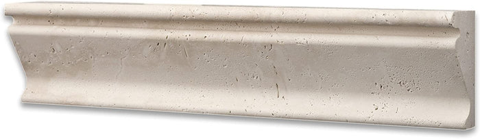 Ivory Travertine Molding - 2 1/2" x 12" Crown (Mercer) Molding Unfilled & Honed