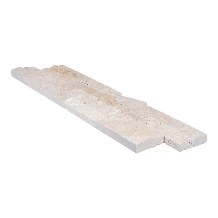 Ivory Travertine Ledgestone - 6" x 24" Natural Cleft Face, Gauged Back