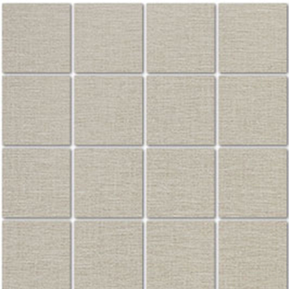 Full Sheet Sample - Natural Linen Ivory Ceramic Mosaic - 3" x 3" Textured