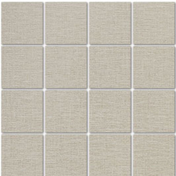 Full Sheet Sample - Natural Linen Ivory Ceramic Mosaic - 3" x 3" Textured