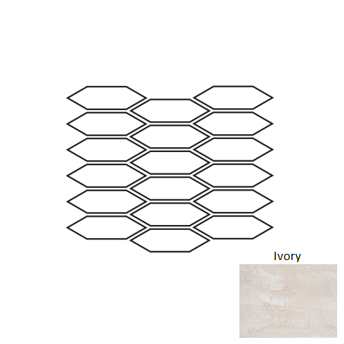 Full Sheet Sample - Tivoli Ivory Picket Fence Porcelain Mosaic - 2" x 5" Matte