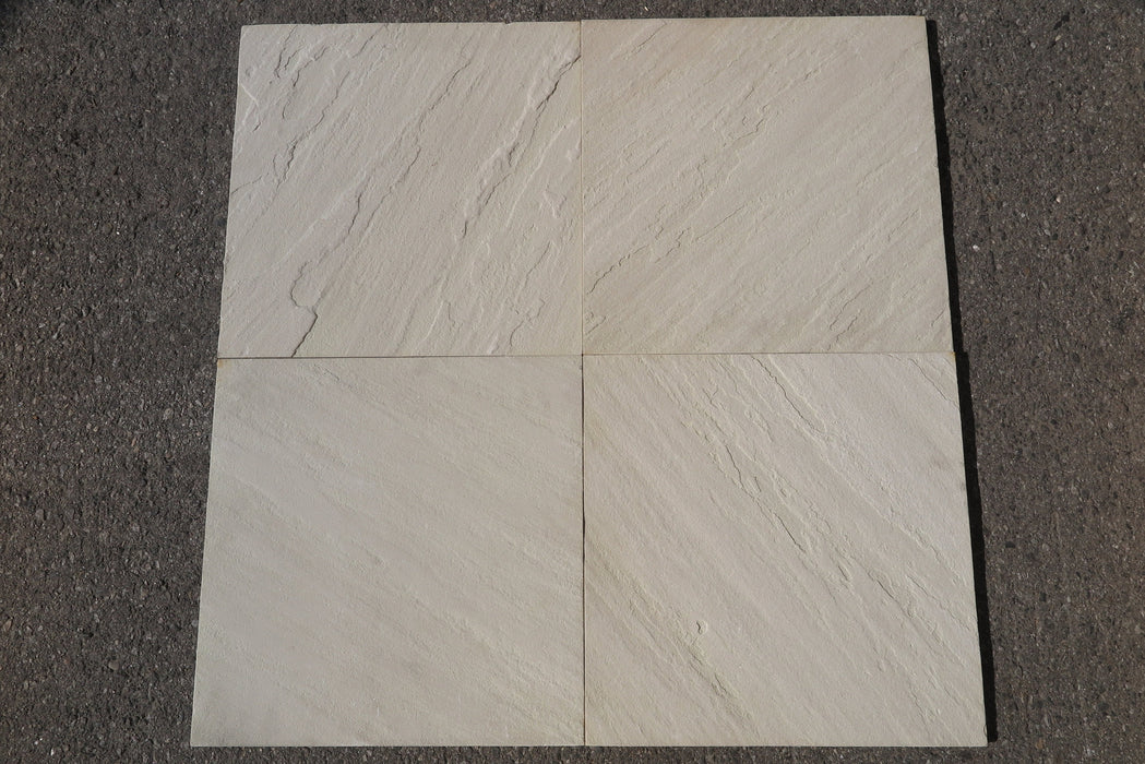 Brushed Jade White Sandstone Tile - 18" x 18" x 1/2"