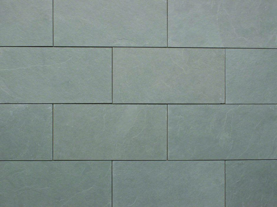 Jade Green Slate Natural Cleft Face, Gauged Back Tile - 3" x 12" x 3/8"