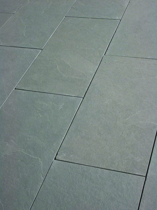 Jade Green Slate Natural Cleft Face, Gauged Back Tile - 4" x 12" x 3/8"