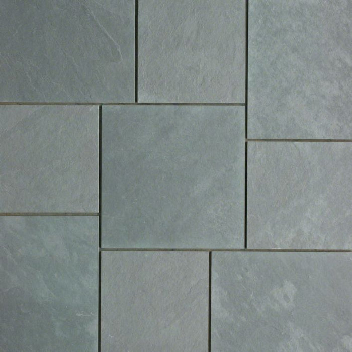 Jade Green Slate Natural Cleft Face, Gauged Back Tile - 16" x 16" x 3/8"