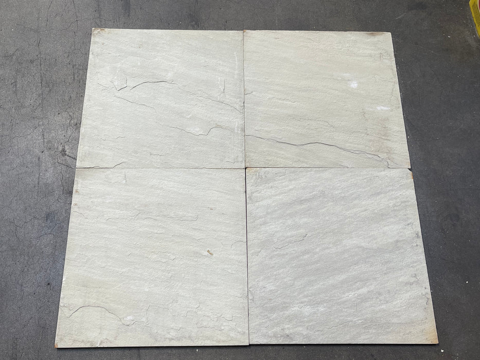 Jade White Sandstone Tile - 18" x 18" Brushed