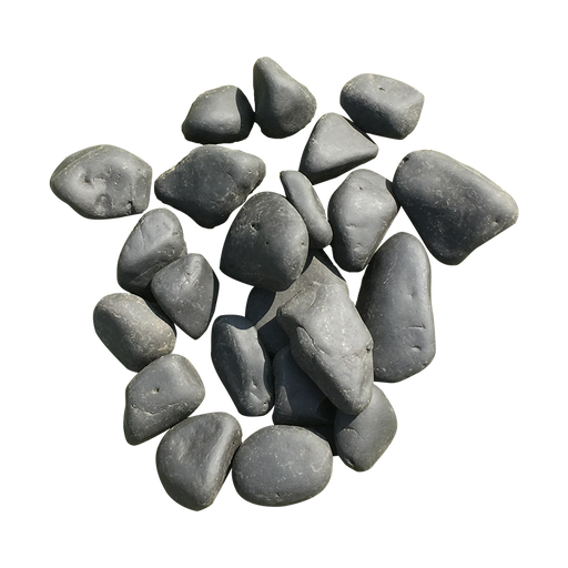 Jet Black Tumbled Basalt Pebble - Random Sizes x +/- 1" - 3"