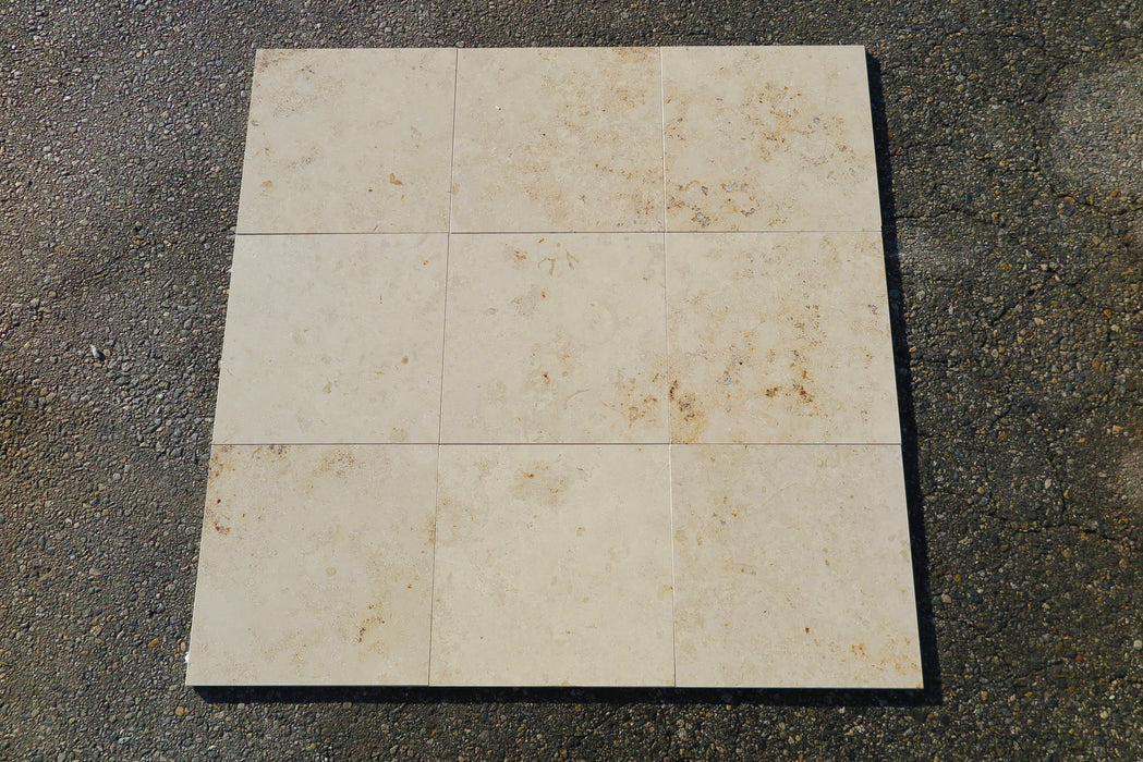 Jura Beige Honed Limestone Tile - 18" x 18" x 1/2"