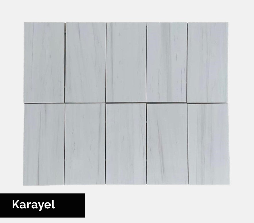 Full Tile Sample - Bianco Dolomiti (Karayel) Marble Tile - 12" x 24" x 1 CM Honed