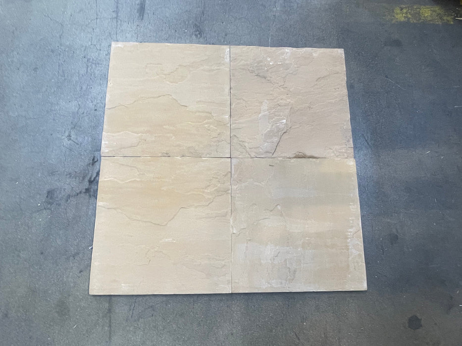 Kokomo Gold Sandstone Tile - 16" x 16" x 1/2" Natural Cleft Face, Gauged Back