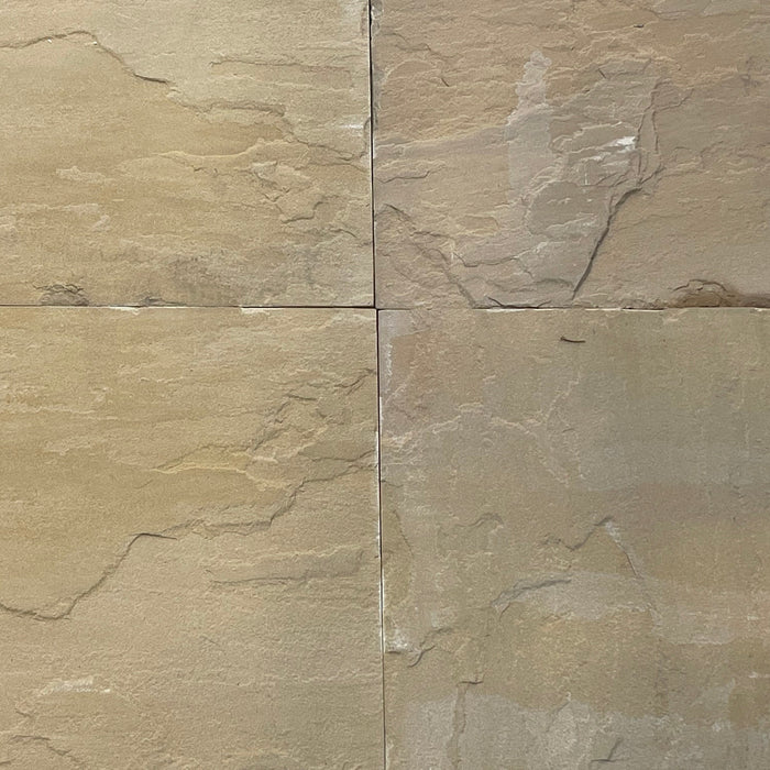 Natural Cleft Face with Gauged Back Kokomo Gold Sandstone Tile - 16" x 16" x 1/2"