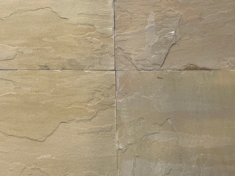 Natural Cleft Face with Gauged Back Kokomo Gold Sandstone Tile - 16" x 16" x 1/2"