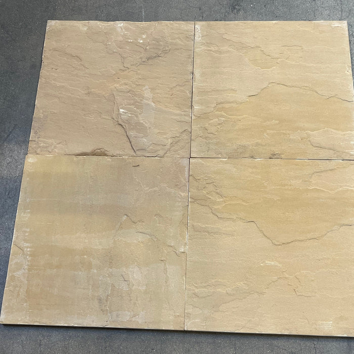 Kokomo Gold Natural Cleft Face with Gauged Back Sandstone Tile - 16" x 16" x 1/2"