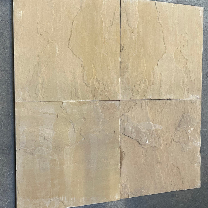 Kokomo Gold Sandstone Tile - 16" x 16" x 1/2" Natural Cleft Face with Gauged Back