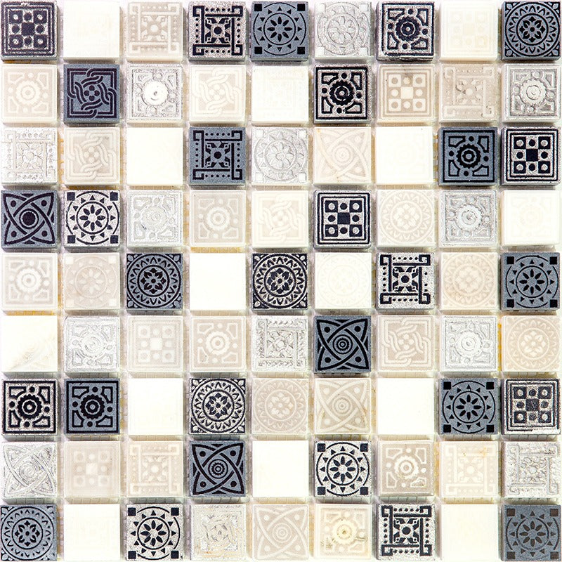 Full Sheet Sample - Skalini Line Artistic Stone Legend 2 Natural Stone Mosaic - 1.2" x 1.2"