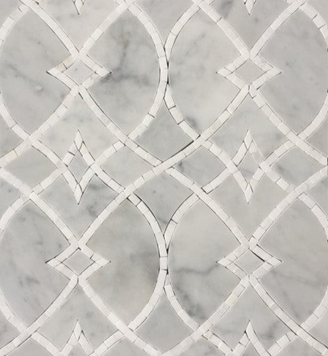 Lace I Carrara & Thassos Polished Marble Mosaic - Lace