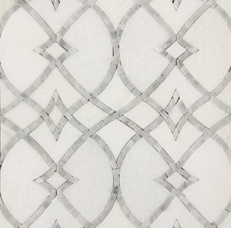 Lace II Thassos & Carrara Polished Marble Mosaic - Lace