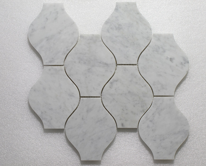 Polished Lanterna II Carrara Marble Mosaic - Vase