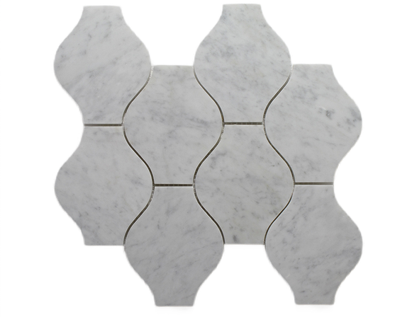 Full Sheet Sample - Lanterna II Carrara Vase Marble Mosaic - 11.38" x 13.25" x 3/8" Polished