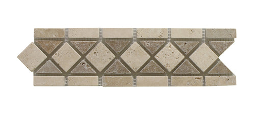 Ivory Tumbled Travertine Border - 3" x 12" Classic Border with Noce Dots