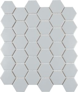 Full Sheet Sample - Gallery Light Grey Hexagon Porcelain Mosaic - 2" x 2" Textured