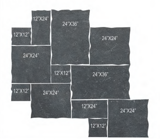 Lime Black Natural Cleft Face & 4 Sides Limestone Rock Face Jumbo Pattern - 12" x 12" x +/- 1 1/4"