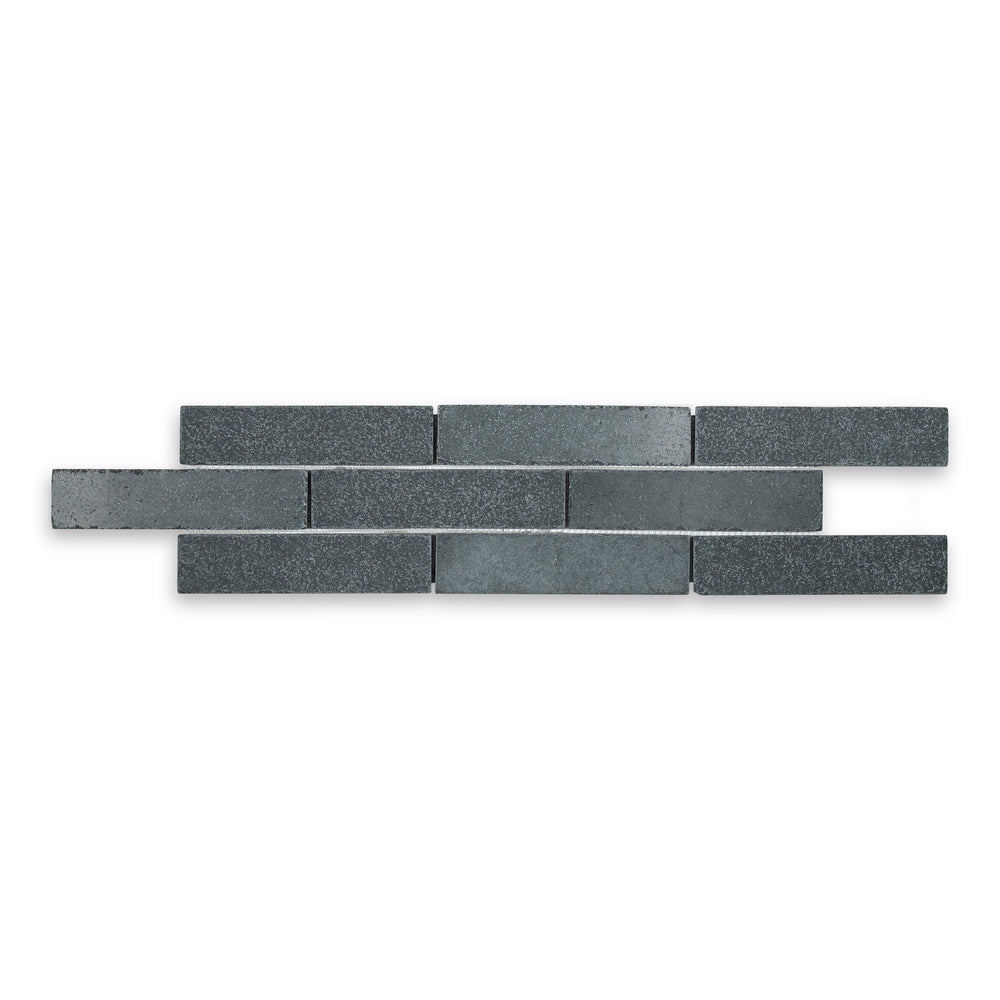 Lime Black Tumbled Limestone Thin Brick Veneer - 2" x 8"