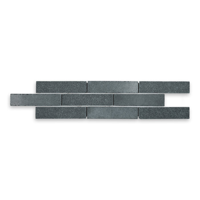 Lime Black Tumbled Limestone Thin Brick Veneer - 2" x 8"