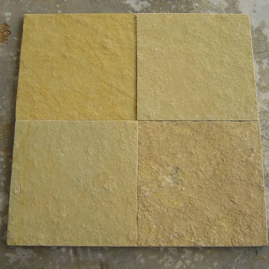 Lime Yellow Limestone Natural Cleft Face & Back Paver Versailles Pattern