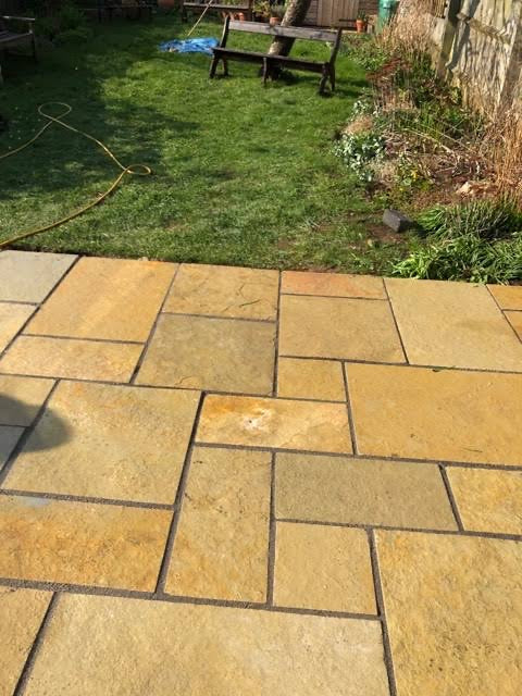 Natural Cleft Face & Back Lime Yellow Limestone Paver Versailles Pattern