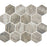 Full Sheet Sample - Aquatica Bark Linden Deco Hexagon Glass Mosaic - 3" Polished