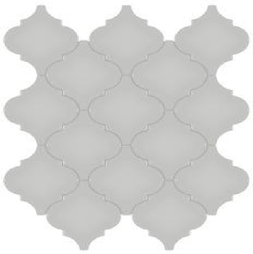 Full Sheet Sample - Soho Loft Grey Arabesque Ceramic Mosaic - 12" x 13.25" Glossy