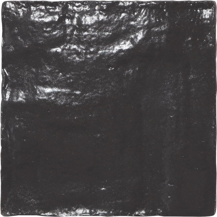 Magma Black Ceramic Tile - 4" x 4" Glossy