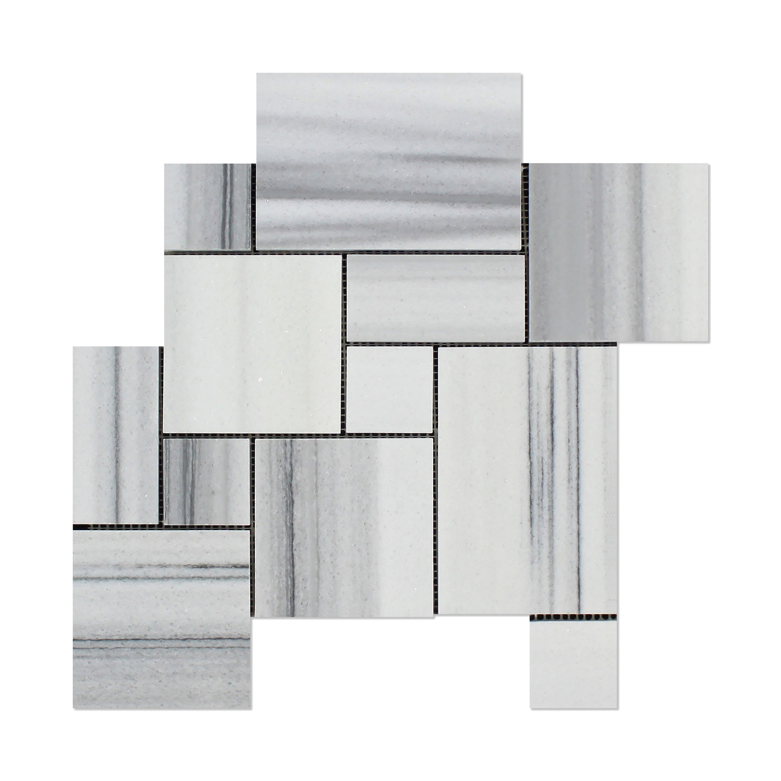 Marmara Striato Mini Versailles Pattern Marble Mosaic Polished — Stone ...