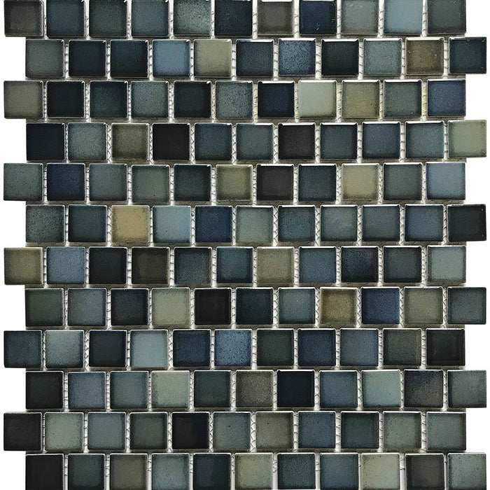 Full Sheet Sample - Aquatica Sea Breeze Medium Staggered Porcelain Mosaic - 1" x 1" Glossy