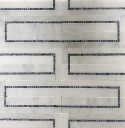 Oriental White with Bardiglio Dots Polished Marble Mosaic - Metro