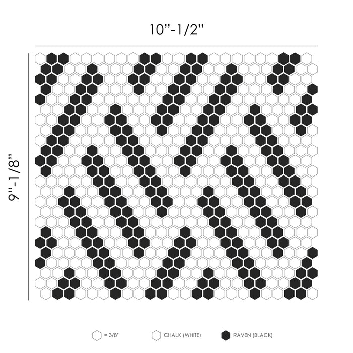 Geometro Missoni Vintage Matte Recycled Glass Mosaic - 3/8" Hexagon