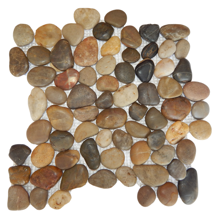 3 Color Mixed Marble Pebble - 12" x 12" Rounded Polished