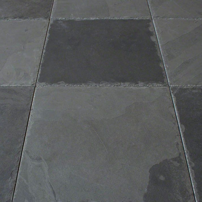 Montauk Black Slate Chiseled Tile - 16" x 16" x 3/8"