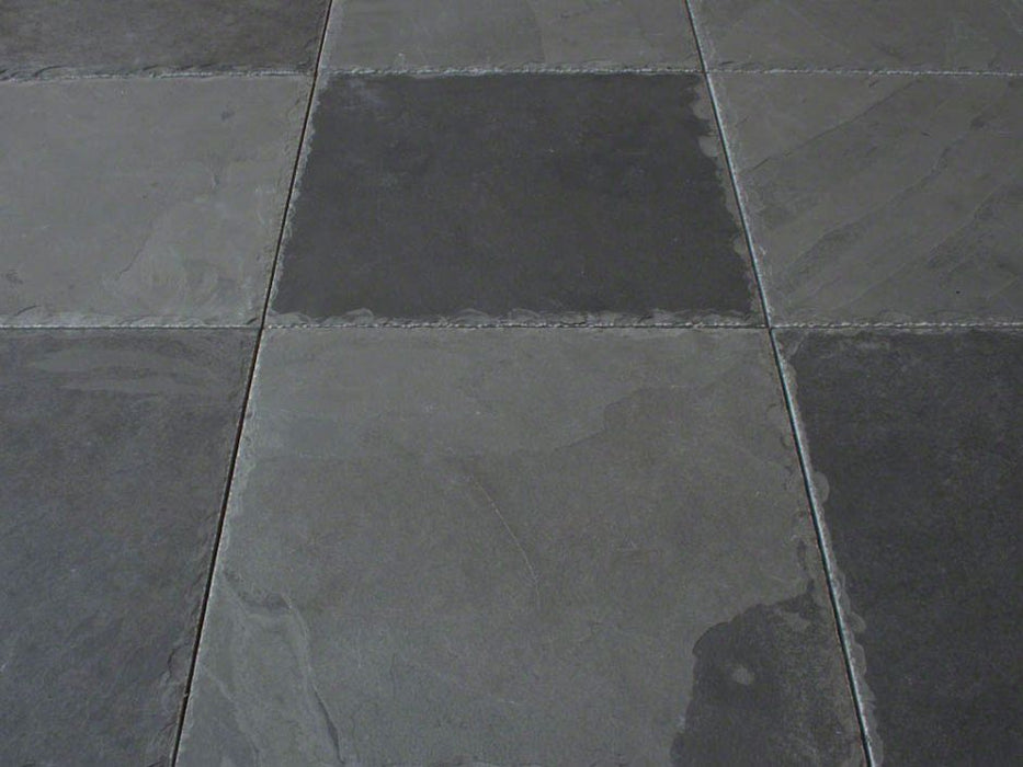Montauk Black Slate Chiseled Tile - 16" x 16" x 3/8"