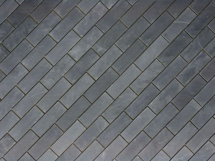 Montauk Black Slate Natural Cleft Face, Gauged Back Tile - 3" x 12" x 3/8"