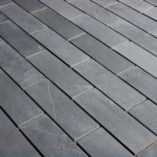 Montauk Black Slate Tile - 12" x 12" x 3/8" Natural Cleft Face, Gauged Back