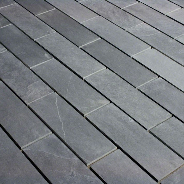 Montauk Black Slate Tile - 12" x 12" x 3/8" Natural Cleft Face, Gauged Back